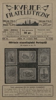 Kurjer Filatelistyczny : organ Pols. Związku Akad. Filatel. : organ Pols. Klubu Filatelist. 1926, nr 9
