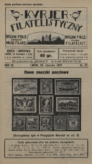 Kurjer Filatelistyczny : organ Pols. Związku Akad. Filatel. : organ Pols. Klubu Filatelist. 1927, nr 37