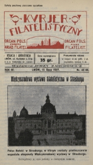Kurjer Filatelistyczny : organ Pols. Związku Akad. Filatel. : organ Pols. Klubu Filatelist. 1927, nr 43-44