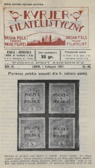 Kurjer Filatelistyczny : organ Pols. Związku Akad. Filatel. : organ Pols. Klubu Filatelist. 1927, nr 46