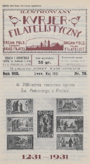 Ilustrowany Kurjer Filatelistyczny : organ Pols. Związku Akad. Filatel. : organ Pols. Klubu Filatelist. 1931, nr 79