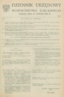 Dziennik Urzędowy Województwa Elbląskiego. 1985, nr 4 (27 lutego)