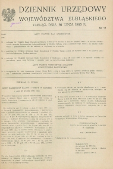 Dziennik Urzędowy Województwa Elbląskiego. 1985, nr 12 (26 lipca)