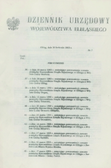 Dziennik Urzędowy Województwa Elbląskiego. 1993, nr 7 (30 kwietnia)