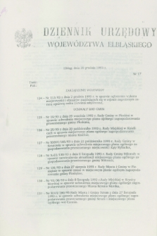 Dziennik Urzędowy Województwa Elbląskiego. 1993, nr 17 (20 grudnia)