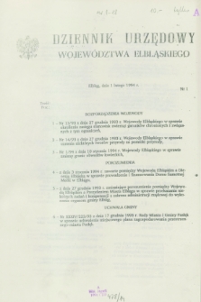 Dziennik Urzędowy Województwa Elbląskiego. 1994, nr 1 (1 lutego)