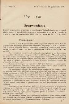 [Kadencja IX, sesja I, al. 1156] Alegata do Sprawozdań Stenograficznych z Pierwszej Sesyi Dziewiątego Peryodu Sejmu Krajowego Królestwa Galicyi i Lodomeryi z Wielkiem Księstwem Krakowskiem z roku 1913. Alegat 1156