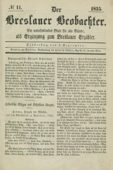 Der Breslauer Beobachter. Ein unterhaltendes Blatt für alle Stände, als Ergänzung zum Breslauer Erzähler. [Jg.1], № 11 (3 September 1835)