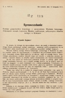 [Kadencja IX, sesja I, al. 1168] Alegata do Sprawozdań Stenograficznych z Pierwszej Sesyi Dziewiątego Peryodu Sejmu Krajowego Królestwa Galicyi i Lodomeryi z Wielkiem Księstwem Krakowskiem z roku 1913. Alegat 1168