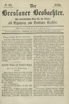 Der Breslauer Beobachter. Ein unterhaltendes Blatt für alle Stände, als Ergänzung zum Breslauer Erzähler. [Jg.1], № 30 (17 Oktober 1835)