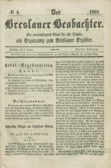 Der Breslauer Beobachter. Ein unterhaltendes Blatt für alle Stände, als Ergänzung zum Breslauer Erzähler. Jg.5, № 4 (8 Januar 1839)