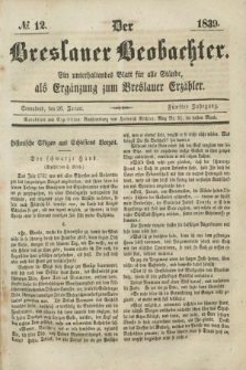 Der Breslauer Beobachter. Ein unterhaltendes Blatt für alle Stände, als Ergänzung zum Breslauer Erzähler. Jg.5, № 12 (26 Januar 1839)