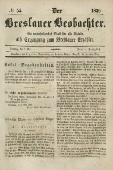 Der Breslauer Beobachter. Ein unterhaltendes Blatt für alle Stände, als Ergänzung zum Breslauer Erzähler. Jg.5, № 55 (7 Mai 1839)