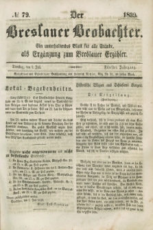Der Breslauer Beobachter. Ein unterhaltendes Blatt für alle Stände, als Ergänzung zum Breslauer Erzähler. Jg.5, № 79 (2 Juli 1839)