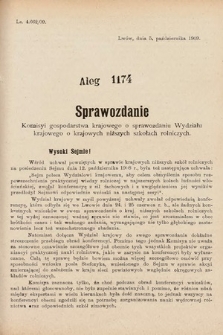 [Kadencja IX, sesja I, al. 1174] Alegata do Sprawozdań Stenograficznych z Pierwszej Sesyi Dziewiątego Peryodu Sejmu Krajowego Królestwa Galicyi i Lodomeryi z Wielkiem Księstwem Krakowskiem z roku 1913. Alegat 1174