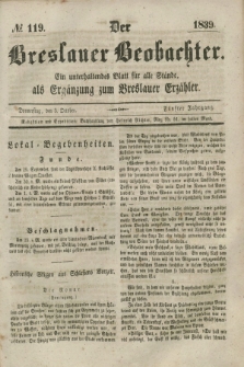 Der Breslauer Beobachter. Ein unterhaltendes Blatt für alle Stände, als Ergänzung zum Breslauer Erzähler. Jg.5, № 119 (3 October 1839)