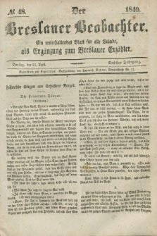 Der Breslauer Beobachter. Ein unterhaltendes Blatt für alle Stände, als Ergänzung zum Breslauer Erzähler. Jg.6, № 48 (21 April 1840)