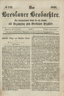 Der Breslauer Beobachter. Ein unterhaltendes Blatt für alle Stände, als Ergänzung zum Breslauer Erzähler. Jg.6, № 122 (10 Oktober 1840)