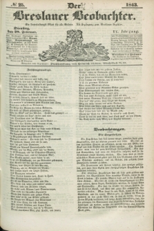 Der Breslauer Beobachter. Ein Unterhaltungs-Blatt für alle Stände. Als Ergänzung zum Breslauer Erzähler. Jg.9, № 25 (28 Februar 1843)