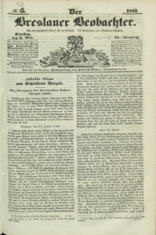 Der Breslauer Beobachter. Ein Unterhaltungs-Blatt für alle Stände. Als Ergänzung zum Breslauer Erzähler. Jg.9, № 52 (2 Mai 1843)