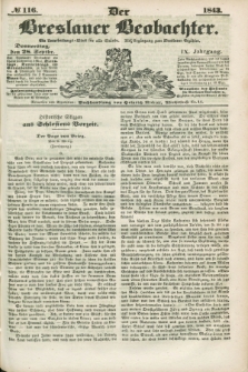 Der Breslauer Beobachter. Ein Unterhaltungs-Blatt für alle Stände. Als Ergänzung zum Breslauer Erzähler. Jg.9, № 116 (28 September 1843)