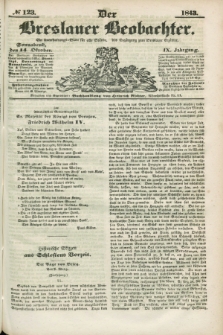 Der Breslauer Beobachter. Ein Unterhaltungs-Blatt für alle Stände. Als Ergänzung zum Breslauer Erzähler. Jg.9, № 123 (14 Oktober 1843)