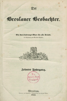 Der Breslauer Beobachter. Ein Unterhaltungs-Blatt für alle Stände. Als Ergänzung zum Breslauer Erzähler. Jg.10, № 1 (2 Januar 1844)