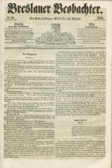 Breslauer Beobachter. Ein Unterhaltungs-Blatt für alle Stände. Jg.11, № 28 (18 Februar 1845)