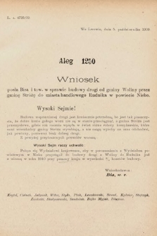 [Kadencja IX, sesja I, al. 1250] Alegata do Sprawozdań Stenograficznych z Pierwszej Sesyi Dziewiątego Peryodu Sejmu Krajowego Królestwa Galicyi i Lodomeryi z Wielkiem Księstwem Krakowskiem z roku 1913. Alegat 1250