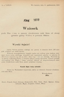 [Kadencja IX, sesja I, al. 1252] Alegata do Sprawozdań Stenograficznych z Pierwszej Sesyi Dziewiątego Peryodu Sejmu Krajowego Królestwa Galicyi i Lodomeryi z Wielkiem Księstwem Krakowskiem z roku 1913. Alegat 1252