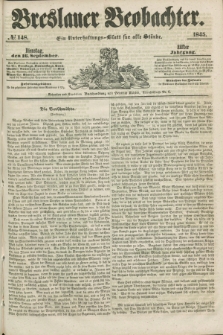 Breslauer Beobachter. Ein Unterhaltungs-Blatt für alle Stände. Jg.11, № 148 (16 September 1845)