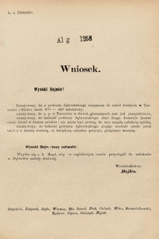 [Kadencja IX, sesja I, al. 1258] Alegata do Sprawozdań Stenograficznych z Pierwszej Sesyi Dziewiątego Peryodu Sejmu Krajowego Królestwa Galicyi i Lodomeryi z Wielkiem Księstwem Krakowskiem z roku 1913. Alegat 1258