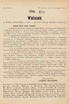 [Kadencja IX, sesja I, al. 1259] Alegata do Sprawozdań Stenograficznych z Pierwszej Sesyi Dziewiątego Peryodu Sejmu Krajowego Królestwa Galicyi i Lodomeryi z Wielkiem Księstwem Krakowskiem z roku 1913. Alegat 1259