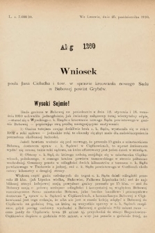 [Kadencja IX, sesja I, al. 1260] Alegata do Sprawozdań Stenograficznych z Pierwszej Sesyi Dziewiątego Peryodu Sejmu Krajowego Królestwa Galicyi i Lodomeryi z Wielkiem Księstwem Krakowskiem z roku 1913. Alegat 1260