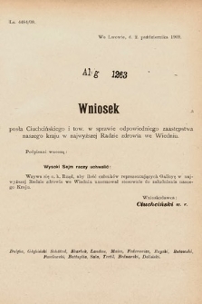 [Kadencja IX, sesja I, al. 1263] Alegata do Sprawozdań Stenograficznych z Pierwszej Sesyi Dziewiątego Peryodu Sejmu Krajowego Królestwa Galicyi i Lodomeryi z Wielkiem Księstwem Krakowskiem z roku 1913. Alegat 1263