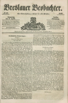 Breslauer Beobachter. Ein Unterhaltungs-Blatt für alle Stände. Jg.12, № 57 (9 April 1846)