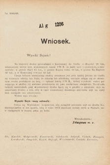 [Kadencja IX, sesja I, al. 1266] Alegata do Sprawozdań Stenograficznych z Pierwszej Sesyi Dziewiątego Peryodu Sejmu Krajowego Królestwa Galicyi i Lodomeryi z Wielkiem Księstwem Krakowskiem z roku 1913. Alegat 1266