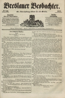 Breslauer Beobachter. Ein Unterhaltungs-Blatt für alle Stände. Jg.12, № 146 (12 September 1846)