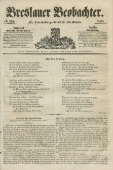 Breslauer Beobachter. Ein Unterhaltungs-Blatt für alle Stände. Jg.12, № 154 (26 September 1846)