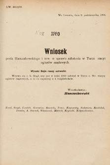 [Kadencja IX, sesja I, al. 1280] Alegata do Sprawozdań Stenograficznych z Pierwszej Sesyi Dziewiątego Peryodu Sejmu Krajowego Królestwa Galicyi i Lodomeryi z Wielkiem Księstwem Krakowskiem z roku 1913. Alegat 1280