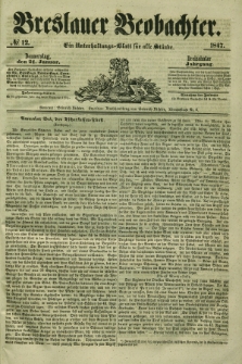 Breslauer Beobachter. Ein Unterhaltungs-Blatt für alle Stände. Jg.13, № 12 (21 Januar 1847)
