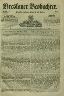 Breslauer Beobachter. Ein Unterhaltungs-Blatt für alle Stände. Jg.13, № 13 (23 Januar 1847)