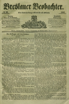 Breslauer Beobachter. Ein Unterhaltungs-Blatt für alle Stände. Jg.13, № 26 (14 Februar 1847)