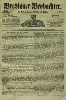 Breslauer Beobachter. Ein Unterhaltungs-Blatt für alle Stände. Jg.13, № 27 (16 Februar 1847)