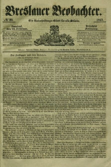 Breslauer Beobachter. Ein Unterhaltungs-Blatt für alle Stände. Jg.13, № 29 (20 Februar 1847)