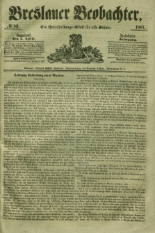 Breslauer Beobachter. Ein Unterhaltungs-Blatt für alle Stände. Jg.13, № 53 (3 April 1847)