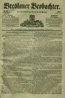 Breslauer Beobachter. Ein Unterhaltungs-Blatt für alle Stände. Jg.13, № 55 (6 April 1847)
