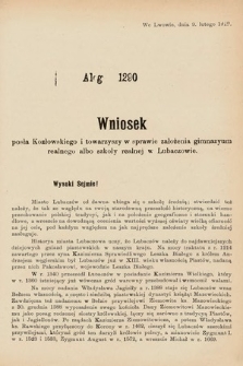 [Kadencja IX, sesja I, al. 1290] Alegata do Sprawozdań Stenograficznych z Pierwszej Sesyi Dziewiątego Peryodu Sejmu Krajowego Królestwa Galicyi i Lodomeryi z Wielkiem Księstwem Krakowskiem z roku 1913. Alegat 1290