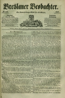 Breslauer Beobachter. Ein Unterhaltungs-Blatt für alle Stände. Jg.13, № 117 (24. Juli 1847)