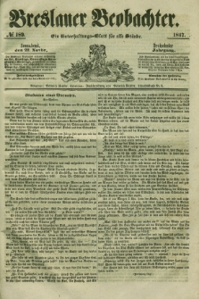 Breslauer Beobachter. Ein Unterhaltungs-Blatt für alle Stände. Jg.13, № 189 (27 November 1847)